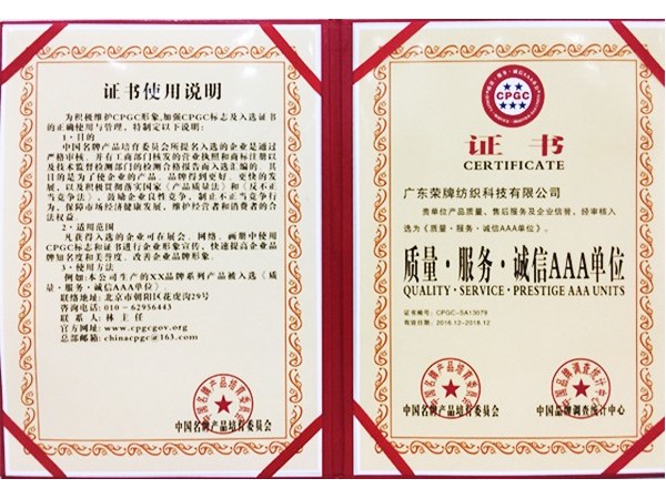 征途国际pg获2017年获顺德政府颁发“质量-服务-诚信AAA单位”